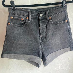Levi's Black High-Rise Cuffed Denim Shorts, Size 28